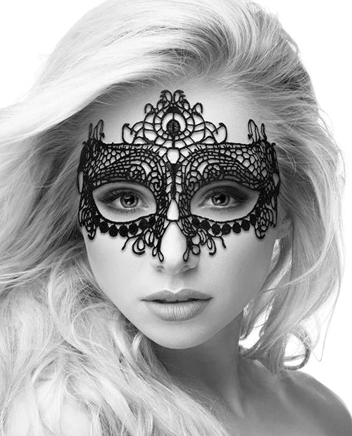 Shots Ouch Black & White Lace Eye Mask – Queen Black