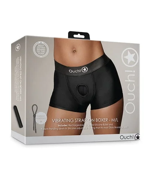 Shots Ouch Vibrating Strap On Boxer – Black
