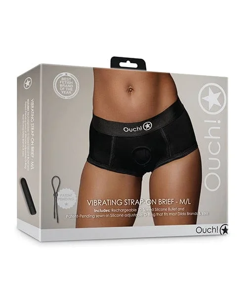Shots Ouch Vibrating Strap On Brief – Black