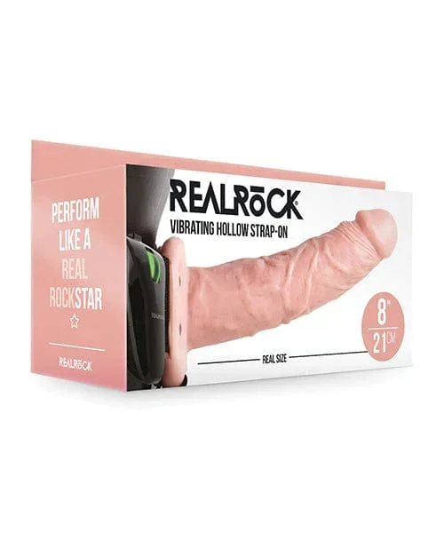 Shots Realrock 8 Inch Vibrating Hollow Strap On With o Balls