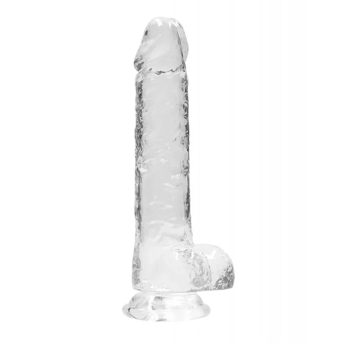 Shots RealRock Realistic Crystal Clear 8″ Dildo w/Balls – Transparent Clear