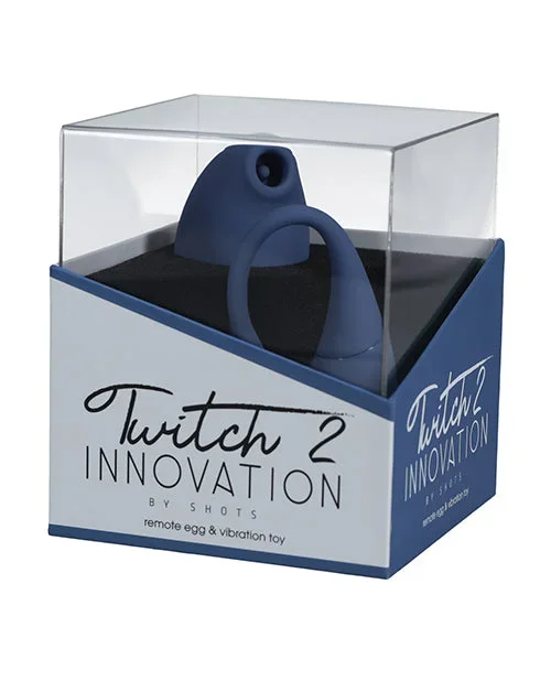 Shots Twitch 2 Vibrator w/Remote Control Vibrating Egg – Blue Grey