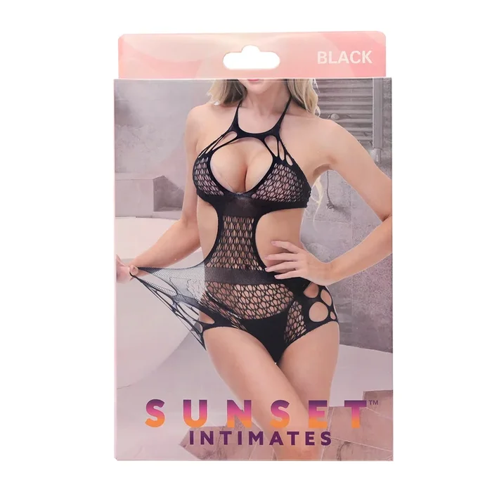 SI FISHNET LACE BODYSUIT-OS-BLACK
