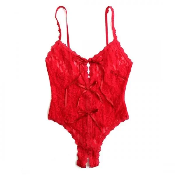 Signature Lace Open Teddy – Red –