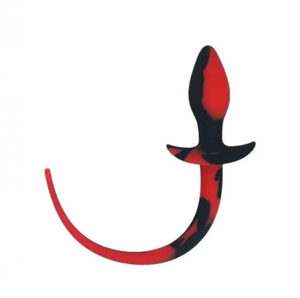 Silicone Dragon Tail With Plug – Black & Red