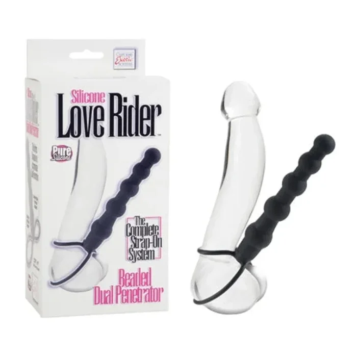 Silicone Love Rider Beaded Dual Penetrator – Black