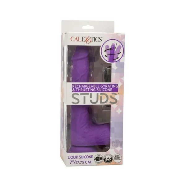 Silicone Studs Rechargeable Gyrating & Thrusting Vibrator – Purple