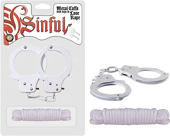 Sinful Metal Cuffs and Rope Kit