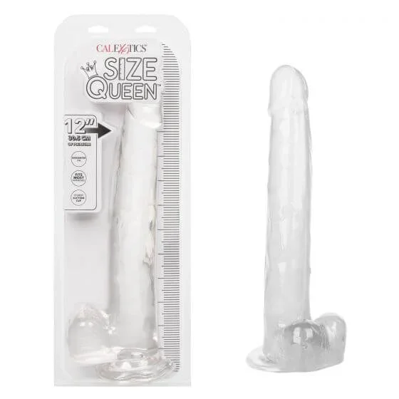 Size Queen 12-Inch Clear Dildo – Realistic Feel – Suction Cup Base