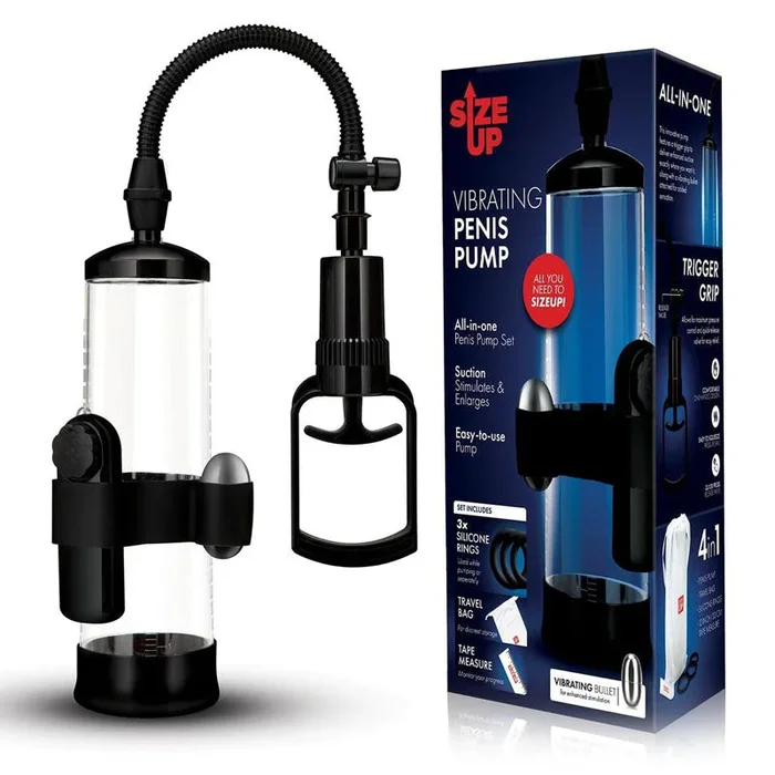 Size Up Vibrating Trigger Penis Pump – Clear Vibrating Penis Pump