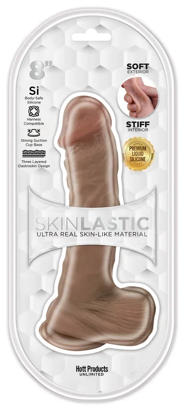 Skinsations Skinlastic Sliding Skin 8-Inch Dildo with Suction Base – Realistic, Phthalate-Free Pleasure