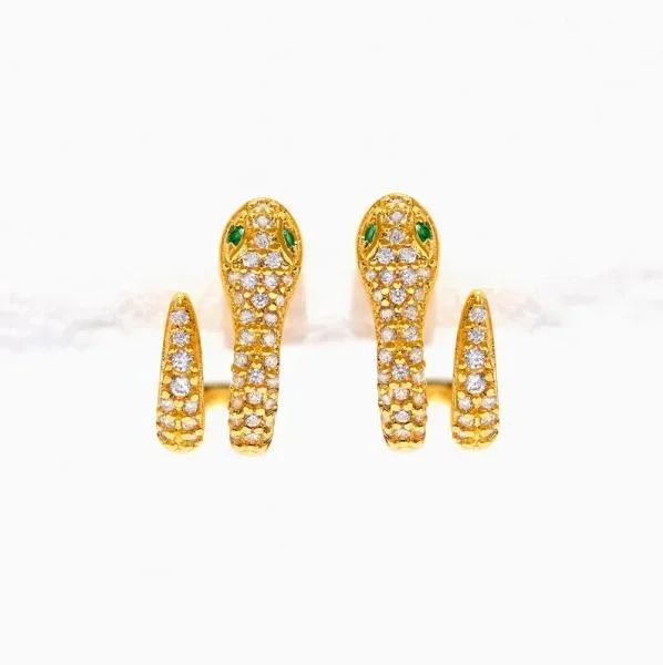 Snake Pavé Hoops – Gold