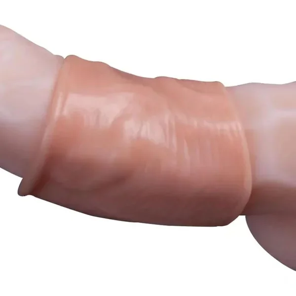 Soft Realistic Sleeve Extender Sheath For Men Male Enhancement Extension Sleeve 2 Pcs/Set Penis Ring Foreskin Correction Ring In Flesh Color