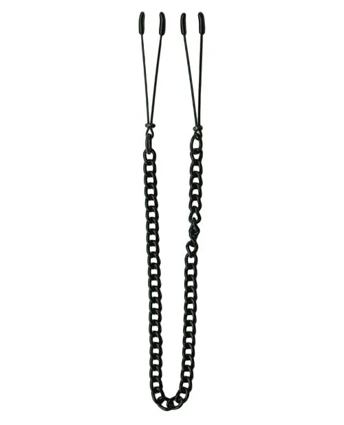 Spartacus Adjustable Black Tweezer Nipple Clamps With Chain