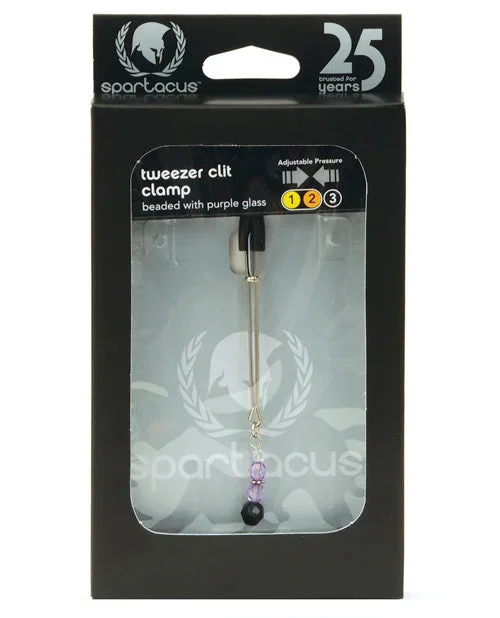 Spartacus Beaded Clit Clamp Adjustable Tweezer Style With Beads Purple
