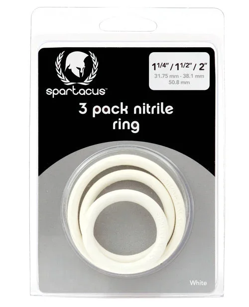 Spartacus Nitrile Cock Ring Set – White Pack of 3