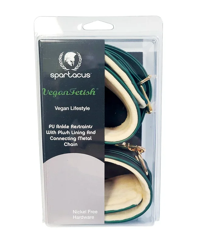 Spartacus PU Ankle Cuffs w/Plush Lining – Green