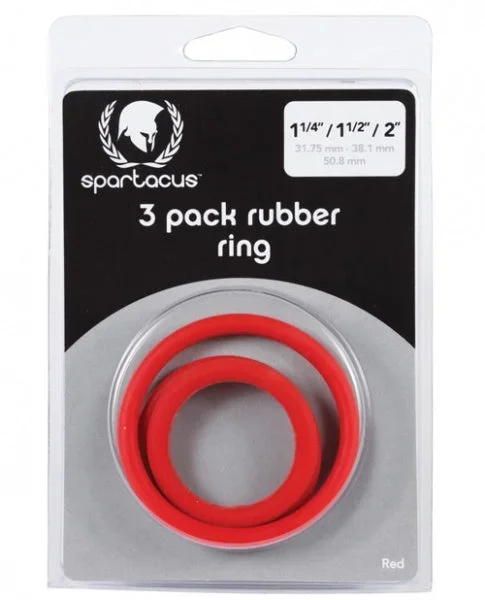 Spartacus Rubber Cock Ring Set – Red Pack of 3