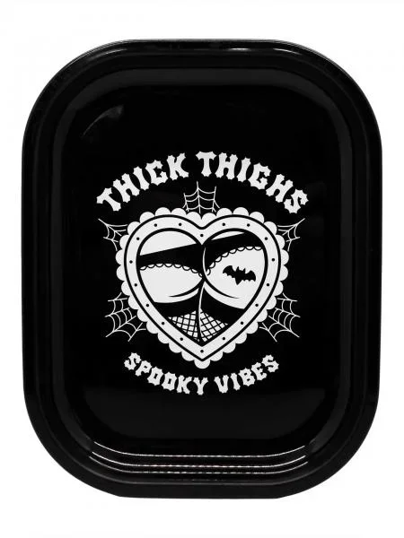 Spooky Vibes Tin Tray – Black/White
