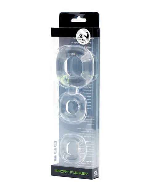 Sport Fucker Boner Cock Ring Kit Clear