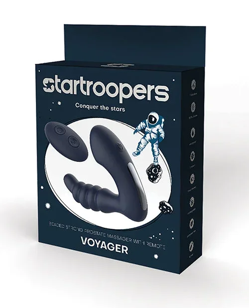 Star Troopers Voyager Beaded Strong Prostate Massager with Remote – Black