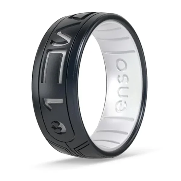 Star Wars Silicone Ring – Comfortable And Flexible Design – I Know You (Aurebesh) – Black Pearl/Pearl – Size 7