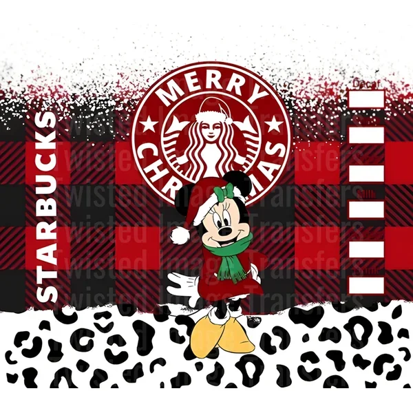 Starbucks Minnie Merry Christmas 20 oz Skinny Straight Tumbler Wrap