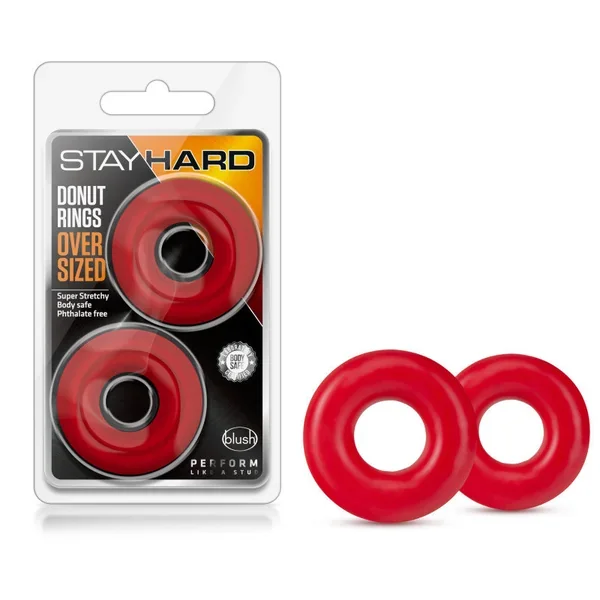 Stay Hard – Donut Rings Oversized – Red Large Cock Rings – Set of 2