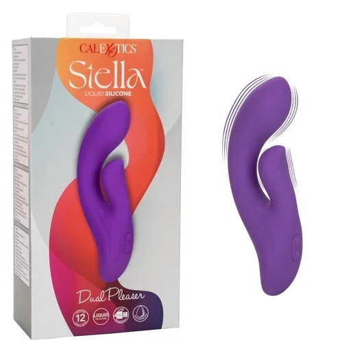 Stella Liquid Silicone Dual Pleaser Purple with 12 Vibration Functions and Rechargeable