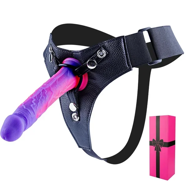 Strap On Beginner Dildo Fantasy Small Sex Toys For Lesbian Women, Wearable Strapon Harness With 7 Inch Realistic Silicone Soft Anal Dildo Suction Cup, Adjustable Strap On Large Dick Adult Sex Toy