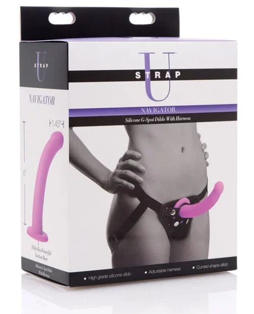 Strap U Navigator Silicone G Spot Dildo with Harness