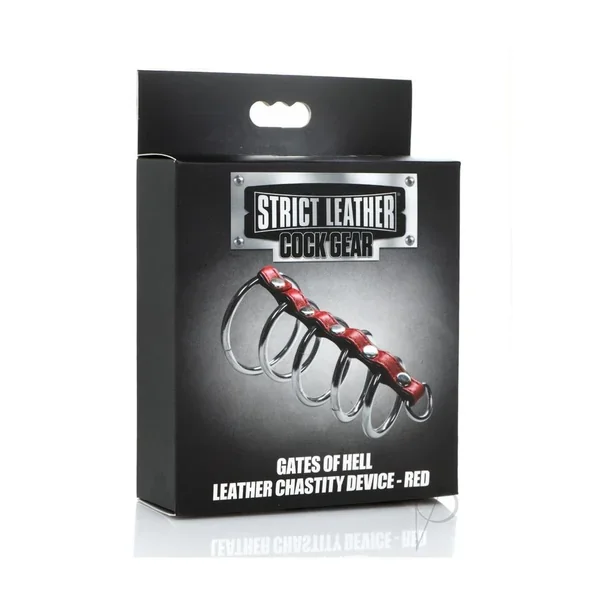 Strict Cock Gear Leather/steel Gates Red