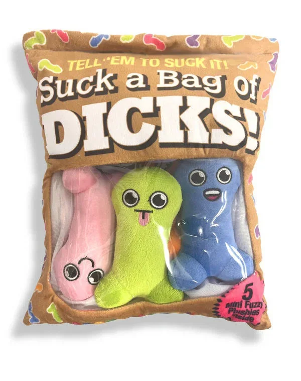 Suck a Bag of Dicks Plushy Pillow with Five Plush Dicks