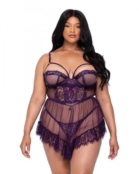 Sugar Plum Babydoll and Thong Set – Purple –