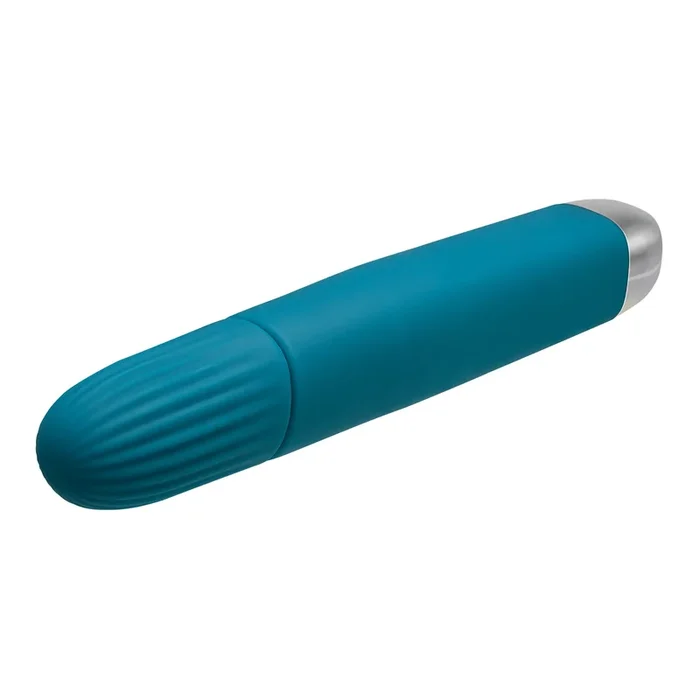 Super Slim Teal Vibrator with Four Sides and Tapered Tip
