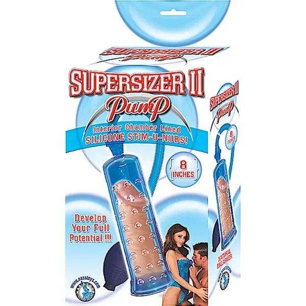 Supersizer II Penis Pump Chamber Lined With Silicone Nubs 8 Inch Blue