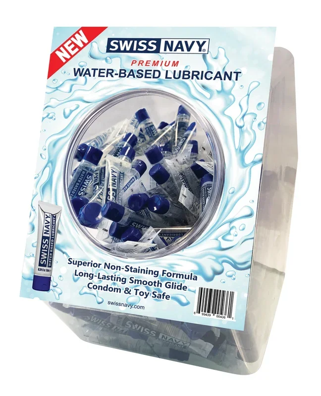 Swiss Navy Water-Based Lubricant Display – 10 ml Bowl of 100