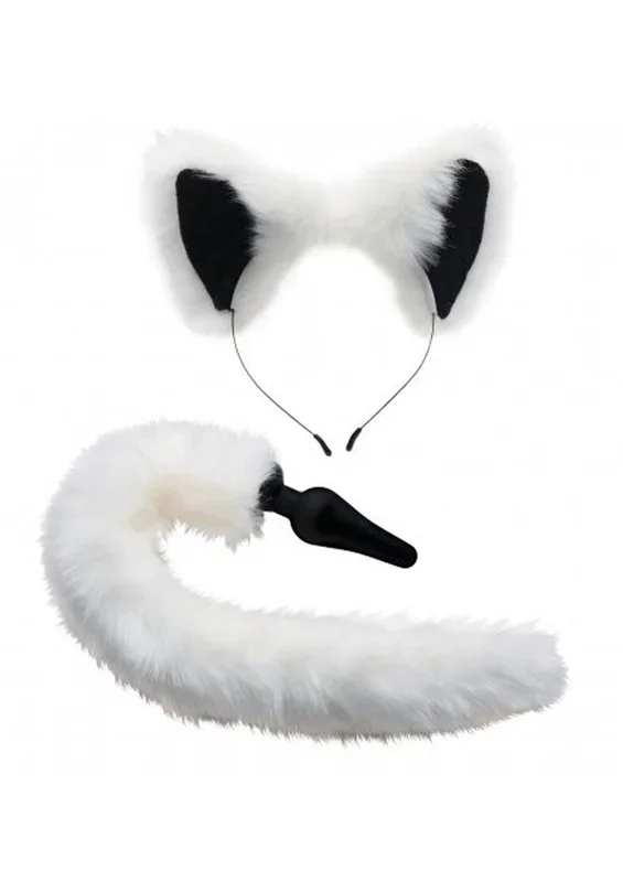 Tailz White Fox Tail Anal Plug And Ears Set Seductive Roleplay Fantasy