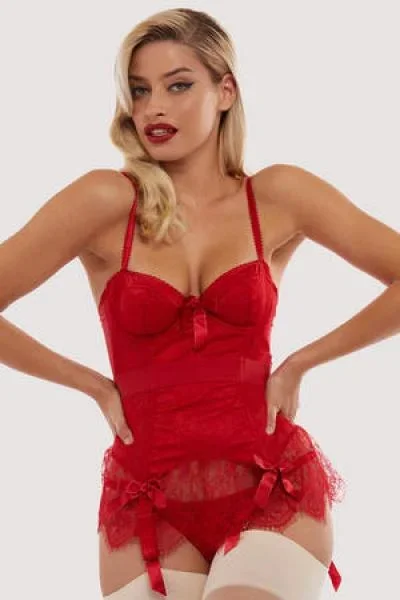 Tempest Lace Basque with Bows – Red –
