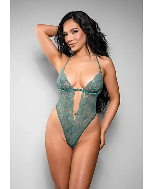 Temptress Aerin Lace Teddy w/Removable Chain – Green M/L