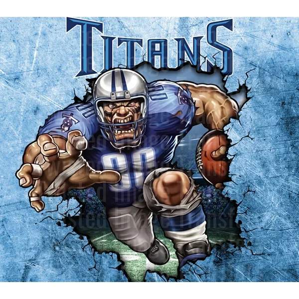 Tennessee Titans With Animated Football Player 20 oz Skinny Straight Tumbler Wrap