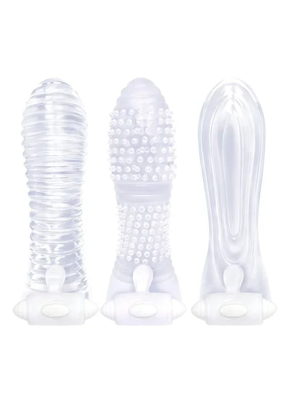 The 9’s – Vibrating Sextenders, 3-Pack, Nubbed, Contoured, Ribbed