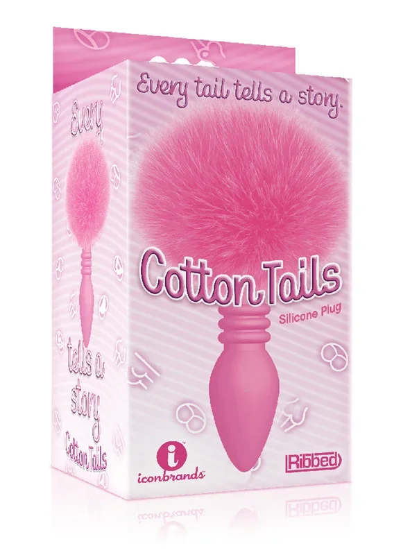 The 9’s Cottontails Silicone Bunny Tail Butt Plug – Ribbed Pink