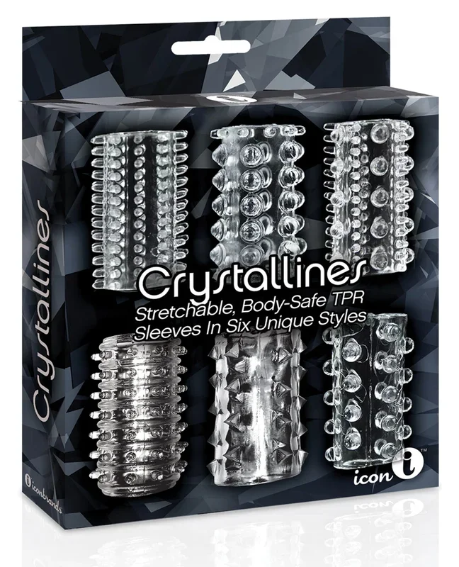 The 9’s Crystalline TPR Cock Sleeve 6 Pack – Clear