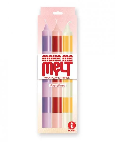 The 9’s Make Me Melt Drip Candles Stripes – Pastel Lines 3pk