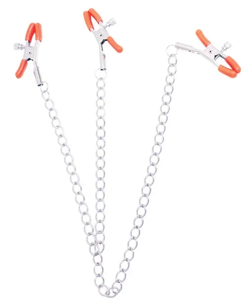The 9’s Orange is the New Black Triple Your Pleasure Clamps & Chain