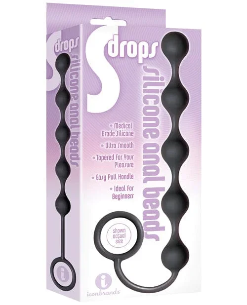 The 9’s S Drops Silicone Anal Beads – Black