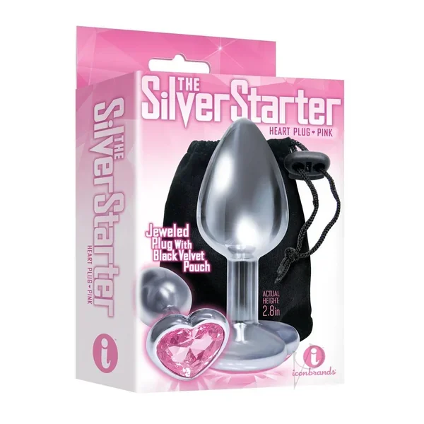 The 9 Silver Starter Heart Plug Pink