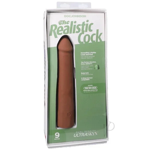 The Realistic Cock 9 inches ULTRASKYN Vac-U-Lock Dildo – Caramel, Dual Density