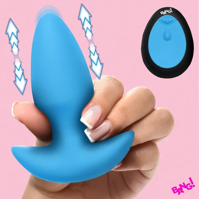 Thrusting & Vibrating Silicone Butt Plug – Blue
